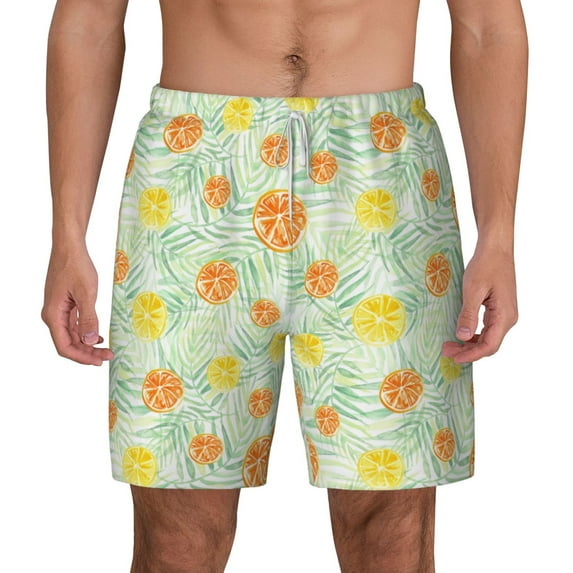 Balery Tree Palms Lemon Mens Swim Trunks Swim Shorts for Men Quick Dry Inseam Beach Shorts with Compression Liner Pocket-Small