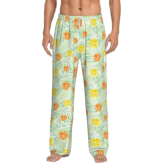 Balery Tree Palms Lemon print Men's Pajama Pants,Ultra Lightweight Pjs,Lounge Pant-Small