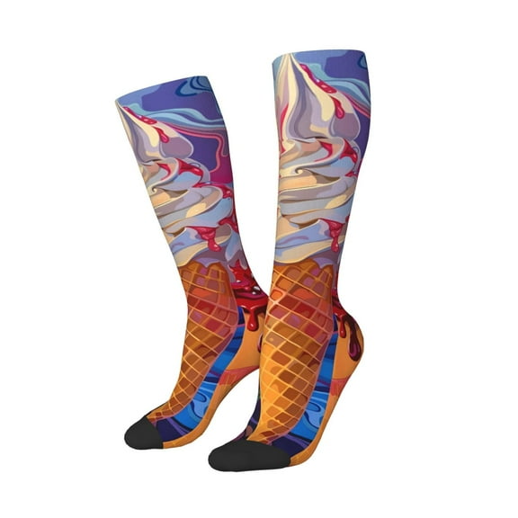 Balery Trio Of Dripping Cones Printed Novelty Socks Men's Women's Crew Socks Sports Socks Knee High Socks Cotton Socks Quirky and Cool Socks