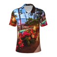 thumbnail image 1 of Balery Tropical Beach Candlelight Printed Men’s Short Sleeve Polo Shirt, Midweight Men's Shirt,Golf Polo shirts -X-Large, 1 of 8