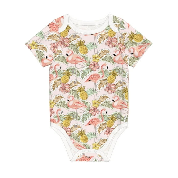 Balery Tropical Flamingo Pineapple Pattern Baby Climbing Clothes Infant Bodysuit Cute Infant Bodysuit Baby Romper-2 Years