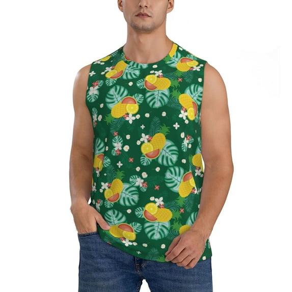 Balery Tropical Fruit Men's Sleeveless Muscle Shirts Workout Tank Top, Moisture Wicking, Odor Protection-Medium