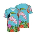 thumbnail image 1 of Balery Tropical Jungle Flamingo Baseball Jersey for Men Casual Button Down Shirts Short Sleeve Active Team Sports Uniform-XX-Large, 1 of 9
