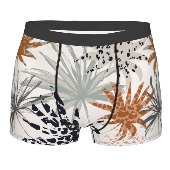 Balery Tropical Leaves Men's Boxer Briefs, Soft and Breathable Cotton Underwear with nylon Waistband-Medium