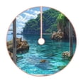 thumbnail image 1 of Balery Tropical Paradise Window View Printed Christmas Tree Skirt , Merry Christmas Party Christmas Tree Decoration,Adjustable Tree Skirt-48", 1 of 6