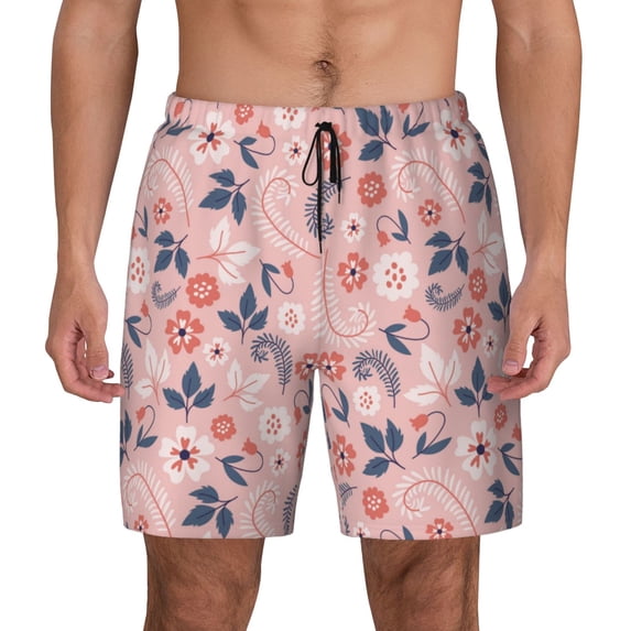 Balery Tropical Plants Mens Swim Trunks Swim Shorts for Men Quick Dry Inseam Beach Shorts with Compression Liner Pocket-XX-Large