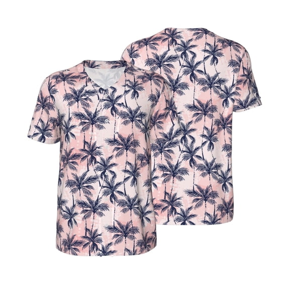 Balery Tropics Palm Trees Baseball Jersey for Men Casual Button Down Shirts Short Sleeve Active Team Sports Uniform-Small