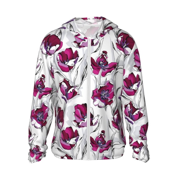 Balery Tulips Flowers Men's Women's UPF 50  Sun Protection Lightweight Hoodie Performance Long Sleeve Shirt for Fishing Running-