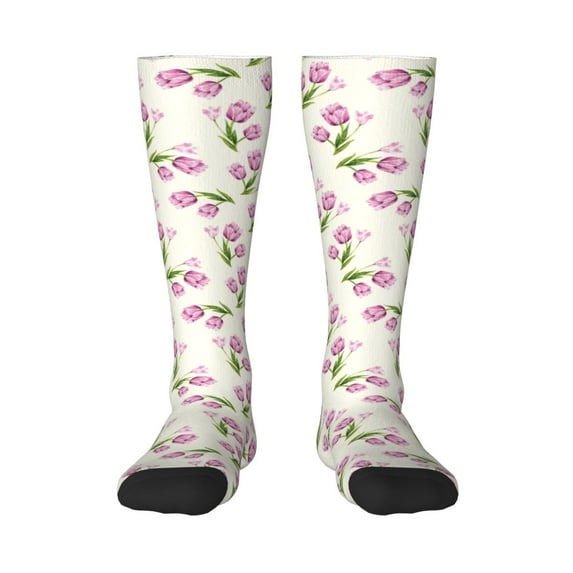 Balery Tulips Flowers Printed Novelty Socks Men's Women's Crew Socks Sports Socks Knee High Socks Cotton Socks Quirky and Cool Socks