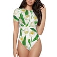 thumbnail image 1 of Balery Tulips Flowers Women's Short Sleevee Crew Neck Bodysuit Tops Short Sleeve Tops Basic-X-Large, 1 of 9