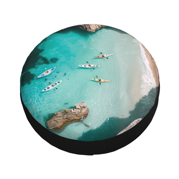Balery Turquoise Beach Kayaking Tire Covers - Tough Tire Wheel Protector for Truck, SUV, Trailer, Camper, RV -17 inch