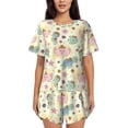 thumbnail image 1 of Balery Turtle Crab Sea Horse Pattern Womens Pajama Sets 2 Piece Soft Short Sleeve Top and Shorts Sleepwear Round Neck Pjs Lounge Set with Pockets-Small, 1 of 7