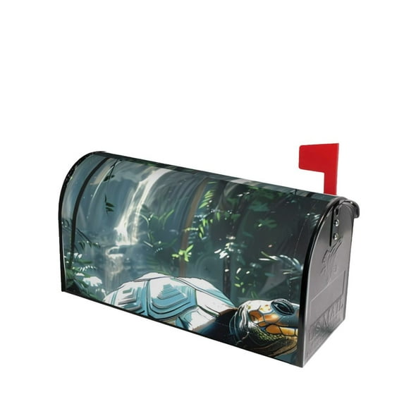 Balery Turtle In Jungle Waterfall Mailbox Cover - Standard Size-21x18 in