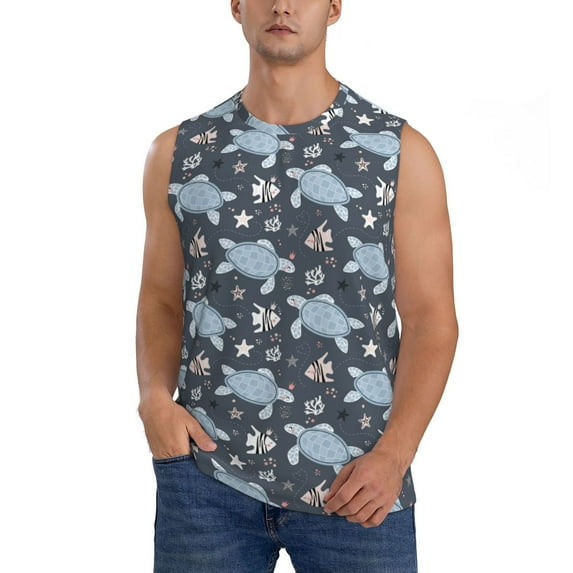 Balery Turtle Men's Sleeveless Muscle Shirts Workout Tank Top, Moisture Wicking, Odor Protection-XX-Large