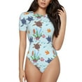 thumbnail image 1 of Balery Turtle Women's Short Sleevee Crew Neck Bodysuit Tops Short Sleeve Tops Basic-Small, 1 of 9