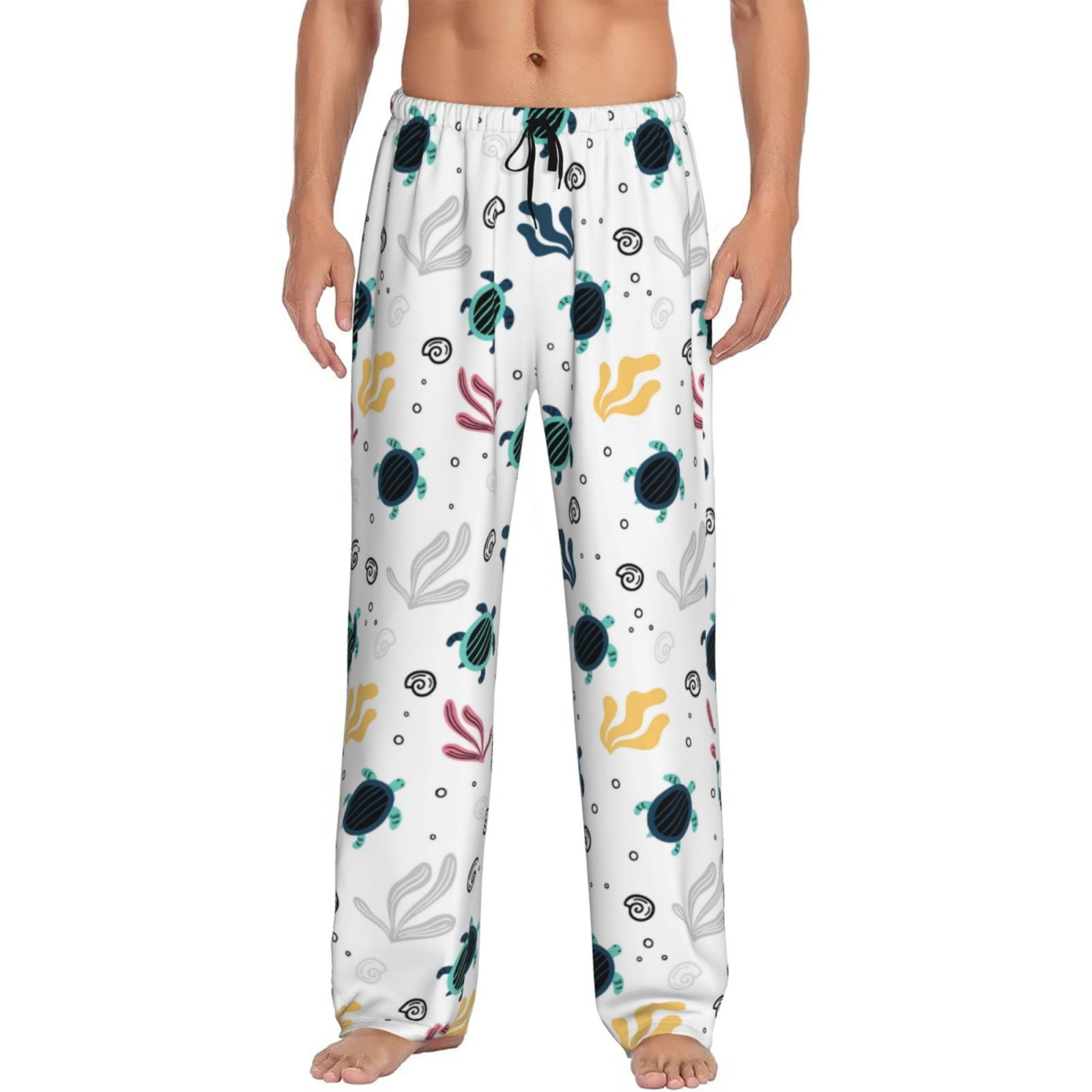Balery Turtles And Corals print Men's Pajama Pants,Ultra Lightweight