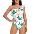 thumbnail image 1 of Balery Turtles And Seahorses One Shoulder Swimsuits for Women Ruffle Swimsuits Tummy Control One Shoulder Bathing Suits-, 1 of 8