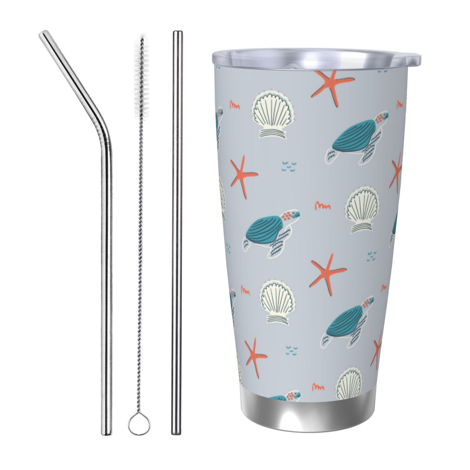Balery Turtles And Shells Pattern 20oz Insulated Car Cup with Dual ...