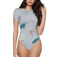 thumbnail image 1 of Balery Turtles And Shells Women's Short Sleevee Crew Neck Bodysuit Tops Short Sleeve Tops Basic-Large, 1 of 9