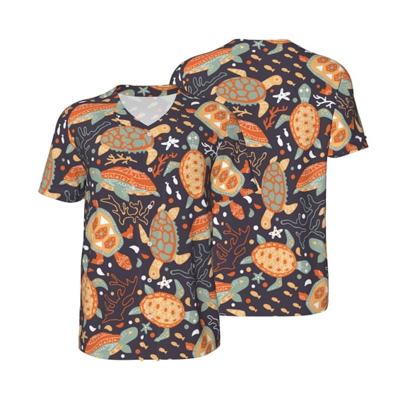 Balery Turtles and Sea Plants Baseball Jersey for Men Casual Button Down Shirts Short Sleeve Active Team Sports Uniform-3X-Large
