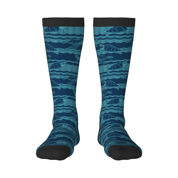 Balery Turtles and Waves Printed Novelty Socks Men's Women's Crew Socks Sports Socks Knee High Socks Cotton Socks Quirky and Cool Socks