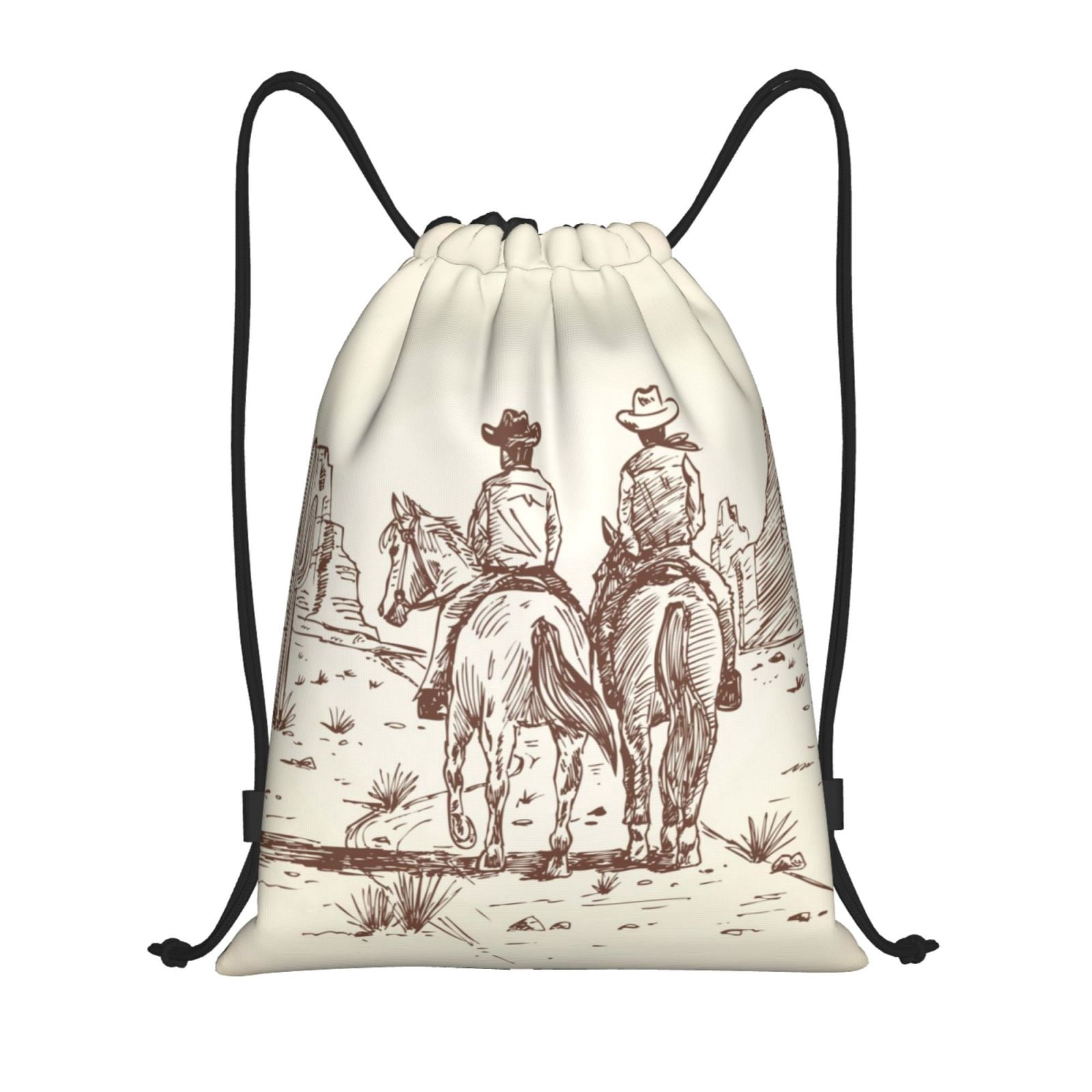 Balery Two Cowboys Riding Horses In The Desert Pattern Drawstring ...