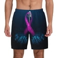 thumbnail image 1 of Balery Two Human Hands are Holds Pink Ribbon Awareness Mens Swim Trunks Swim Shorts for Men Quick Dry Inseam Beach Shorts with Compression Liner Pocket-3X-Large, 1 of 9