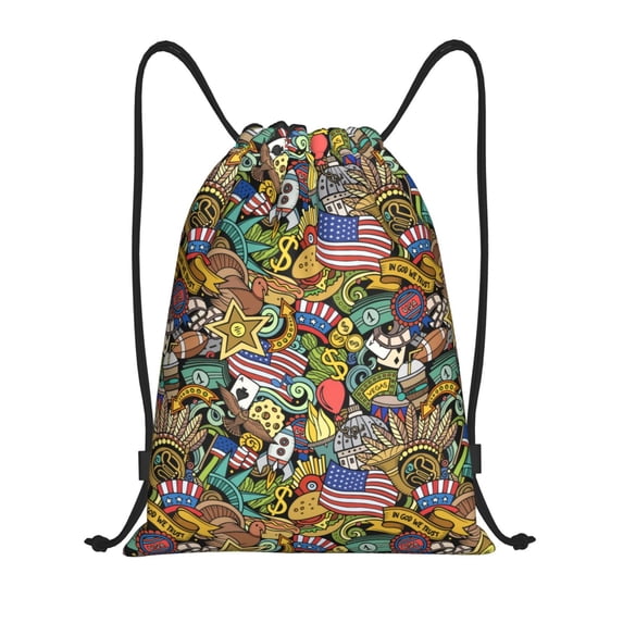 Balery USA 1 Pattern Drawstring Backpack Bag Sport Gym Sackpack Cinch Bags Pattern Drawstring Backpack Bag Sport Gym Sackpack Cinch Bags -Medium