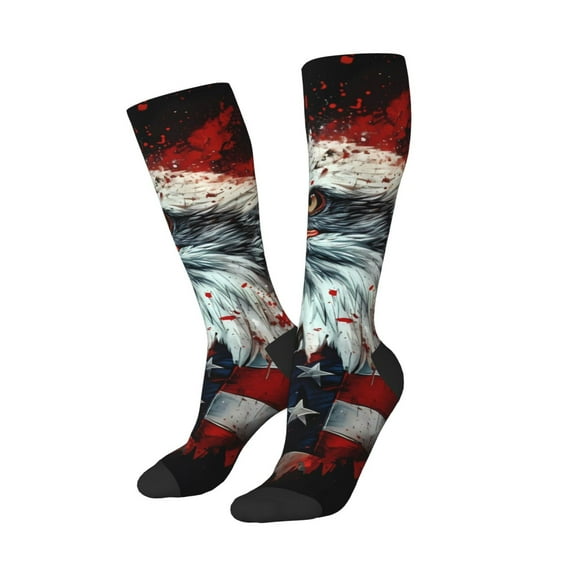 Balery USA Bald Eagle Printed Novelty Socks Men's Women's Crew Socks Sports Socks Knee High Socks Cotton Socks Quirky and Cool Socks