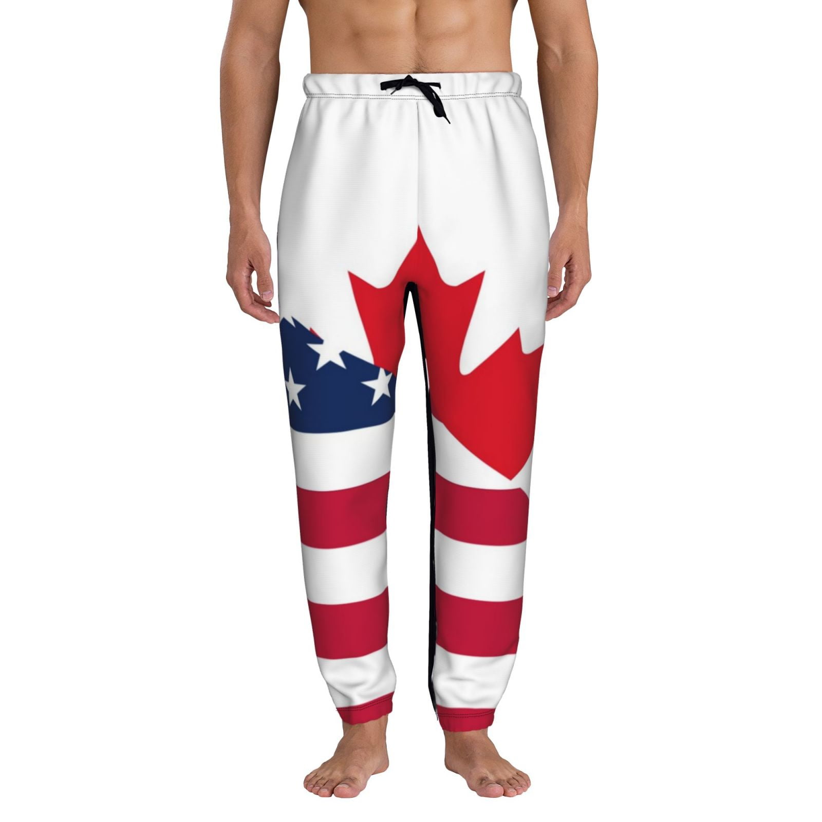 Balery USA Canada Flag Pattern Joggers for Men Athletic Workout
