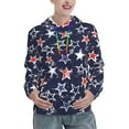 Balery USA Stars Pattern Womens Long Sleeve Hoodie, Pullover Hooded