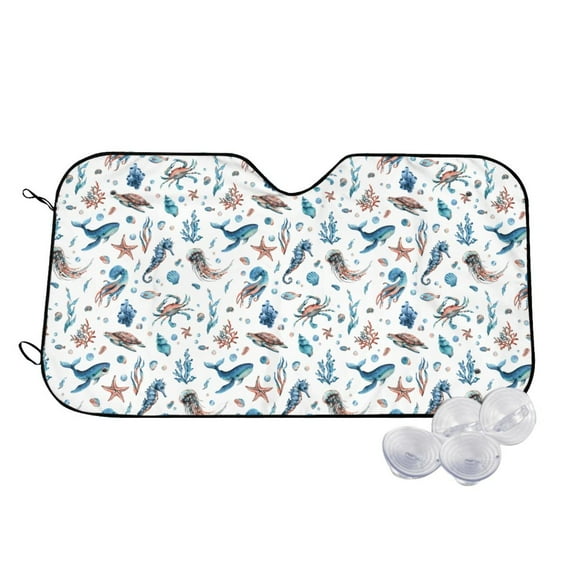 Balery Undersea Animals Print Car Windshield Sun Shade,Windshield Sunshade for Car Pickup Truck SUV Accessories-Small