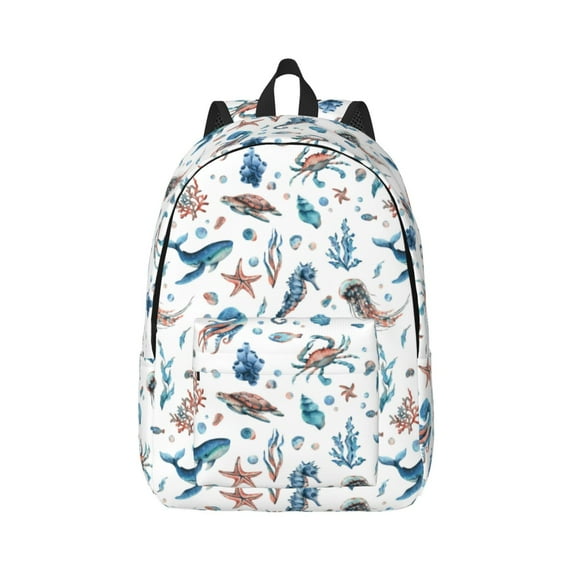 Balery Undersea Animals Vintage Canvas Backpack for Men and Women - Large Capacity, Durable Travel Laptop Bag for School, Work, Hiking, and Outdoor Activities