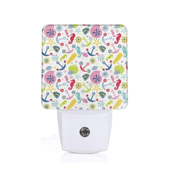 Balery Undersea Seahorse Pattern LED Night Light with Automatic Sensor Plug in Night Light with Dusk-to-Dawn Light Sensor LED Nightlight 0.5W-US