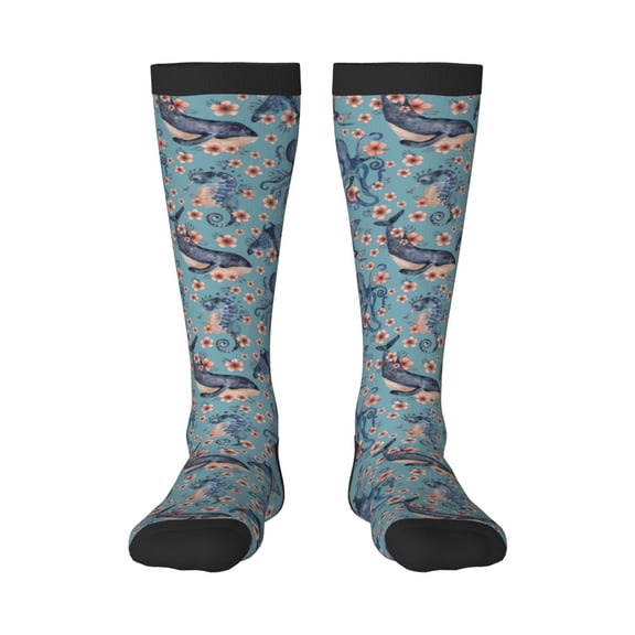 Balery Underwater Animals and Flowers Printed Novelty Socks Men's Women's Crew Socks Sports Socks Knee High Socks Cotton Socks Quirky and Cool Socks