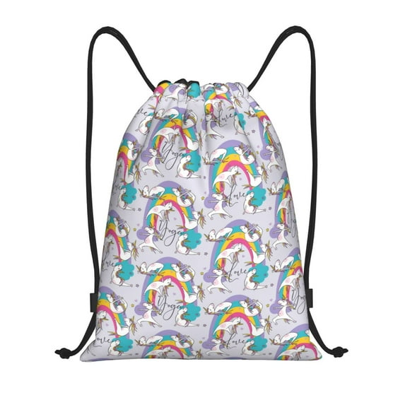Balery Unicorn DoingYoga Pattern Drawstring Backpack Bag Sport Gym Sackpack Cinch Bags Pattern Drawstring Backpack Bag Sport Gym Sackpack Cinch Bags -Medium