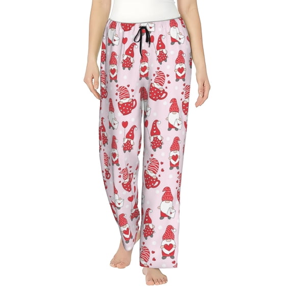 Balery Valentine Gnomes print Women's Pajama Pants,Ultra Lightweight Pjs,Lounge Pant-Small