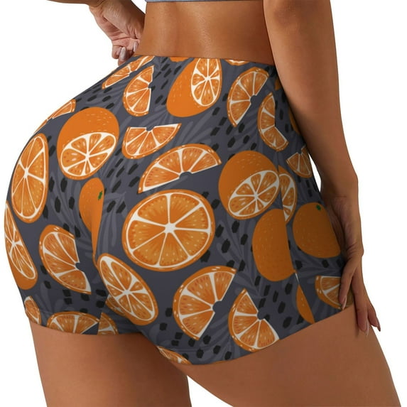 Balery Various Oranges Printed Workout Shorts for Women Seamless Scrunch Short Gym Yoga Running Sport Active Exercise Fitness Shorts-XX-Large