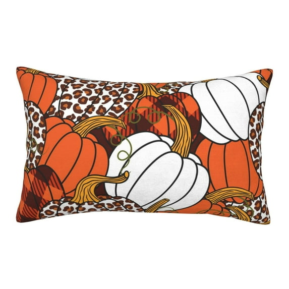 Balery Various Pumpkins Leopard Orange White Pillow Covers,Bed Pilowcases,Reversible Plush Throw Pillow Covers End Pillow Encasement,Pillow Case - 14"X20"
