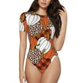 thumbnail image 1 of Balery Various Pumpkins Women's Short Sleevee Crew Neck Bodysuit Tops Short Sleeve Tops Basic-XX-Large, 1 of 9