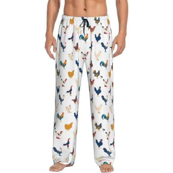 Balery Various Rooster print Men's Pajama Pants,Ultra Lightweight Pjs,Lounge Pant-Small