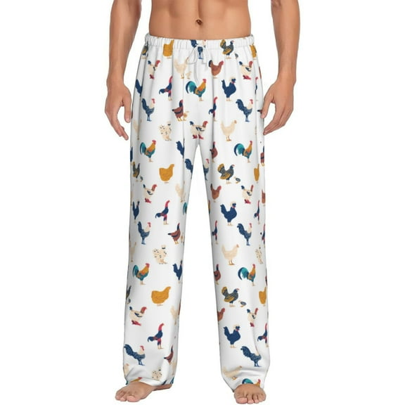 Balery Various Rooster print Men's Pajama Pants,Ultra Lightweight Pjs,Lounge Pant-XX-Large