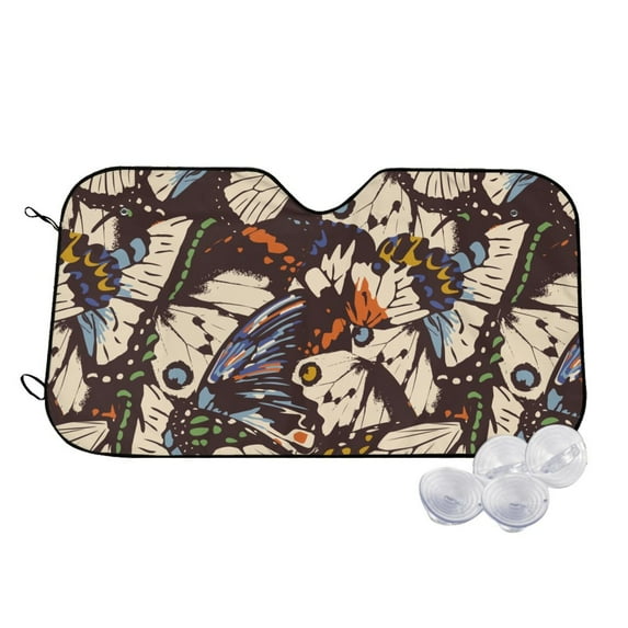 Balery Vector Butterflies Print Car Windshield Sun Shade,Windshield Sunshade for Car Pickup Truck SUV Accessories-Small
