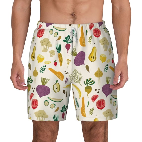 Balery Vegetable Mens Swim Trunks Swim Shorts for Men Quick Dry Inseam Beach Shorts with Compression Liner Pocket-Large