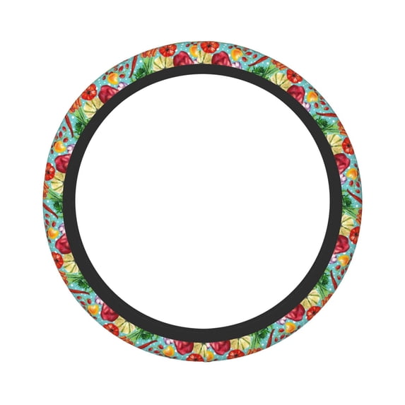 Balery Vegetable print Steering Wheel Covers Elastic Skidproof Steering Wheel Protective Cover Case for Men Women Universal 15 Inches Cars Accessories