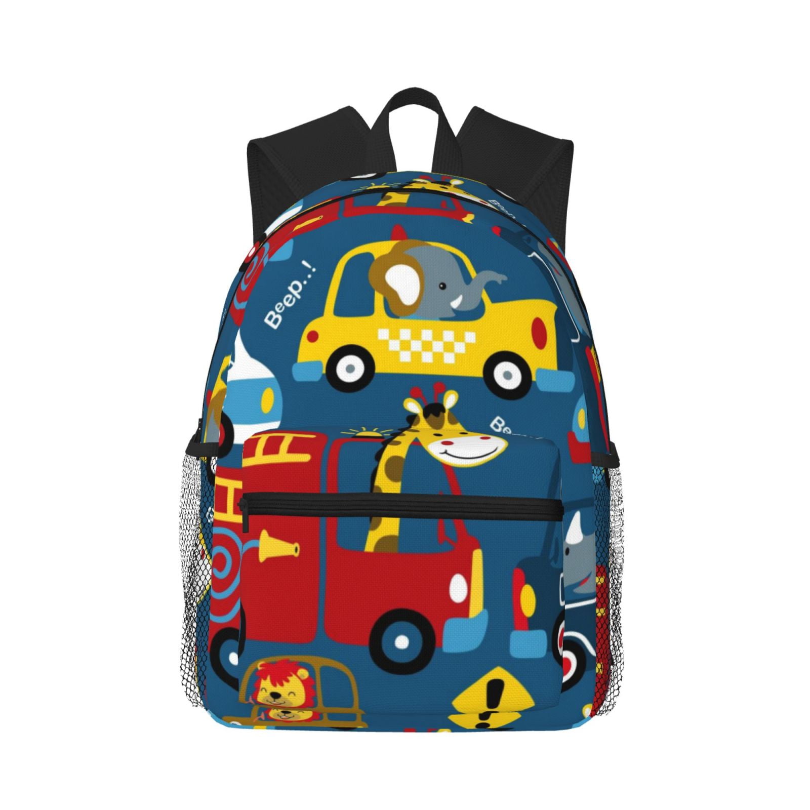 Balery vehicles cartoon with funny drivers backpack for women men