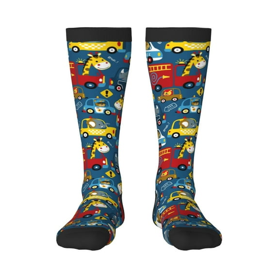Balery Vehicles Cartoon With Funny Drivers Fun Novelty Socks Men'S Women'S Crew Socks Funny Crazy Novelty Socks Quirky And Cool Socks