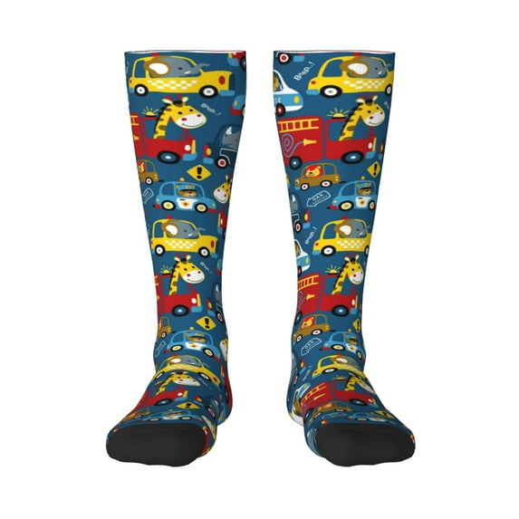 Balery Vehicles Cartoon With Funny Drivers Fun Novelty Socks Men'S Women'S Crew Socks Funny Crazy Novelty Socks Quirky And Cool Socks