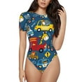 thumbnail image 1 of Balery Vehicles Cartoon with Funny Drivers Women's Short Sleevee Crew Neck Bodysuit Tops Short Sleeve Tops Basic-XX-Large, 1 of 9