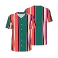 thumbnail image 1 of Balery Vertical Stripes Baseball Jersey for Men Casual Button Down Shirts Short Sleeve Active Team Sports Uniform-Large, 1 of 9